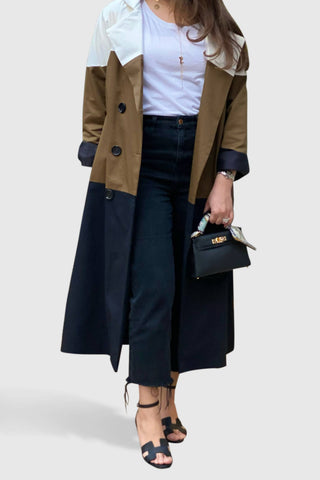 Tri Color Trench Coat