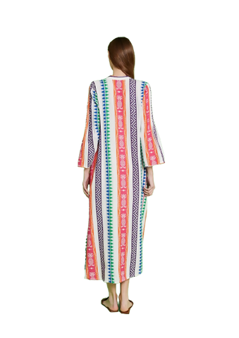 Stripe Embroidered Long Dress