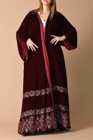 Velvet Maroon Bisht