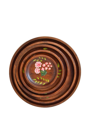 Hand Painted Wooden Plate Set