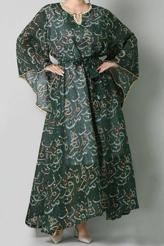 Green Arabic Calligraphy Kaftan