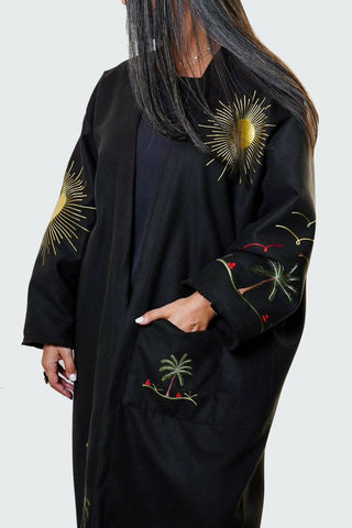 Black Embroidered Bisht