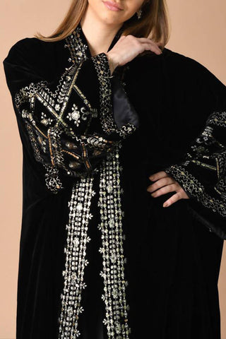 Royal Black Velvet Bisht