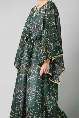 Green Arabic Calligraphy Kaftan