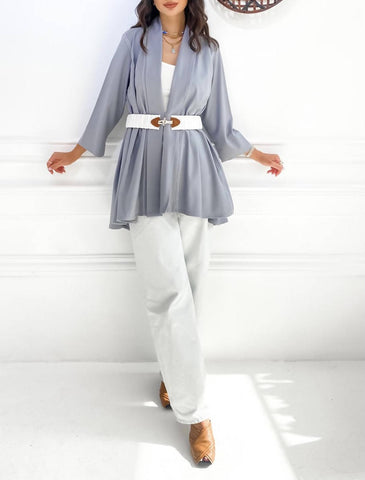 Grey Belted Cardigan