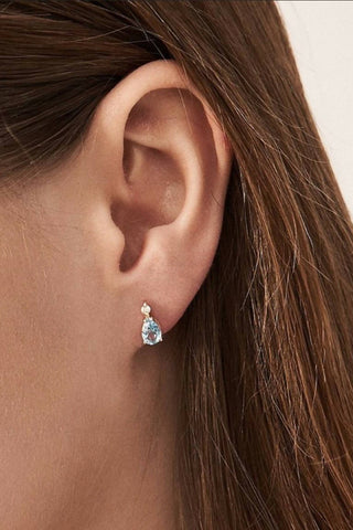 Aquamarine Pear Diamond Earrings