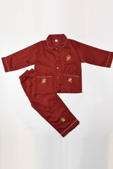 Maroon Butterfly Pajama Set