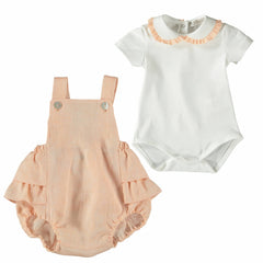 Soft Peach Dungarees & Body Set