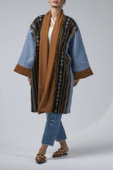 Blue Embroidered Bisht