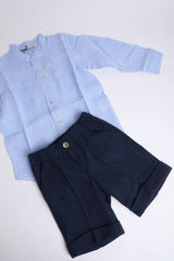 Blue Shirt & Navy Shorts Set