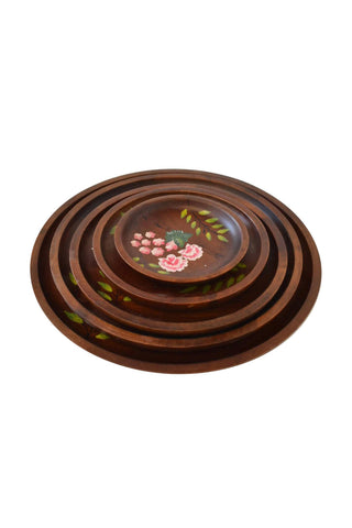 Hand Painted Wooden Plate Set
