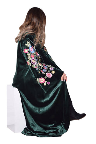 Green Velvet Floral Sleeves