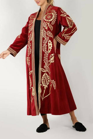 Red Embroidered Bisht