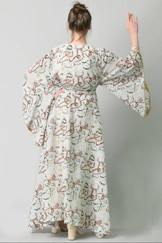 Light Grey Arabic Calligraphy Kaftan