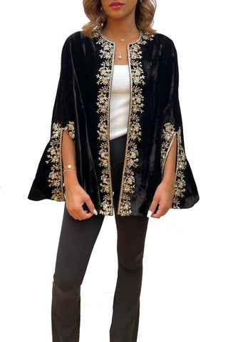 Embroidered Short Cape