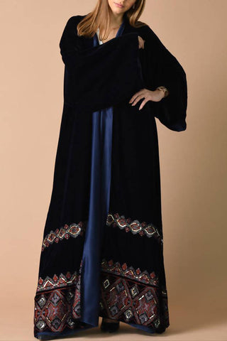 Velvet Navy Blue Bisht