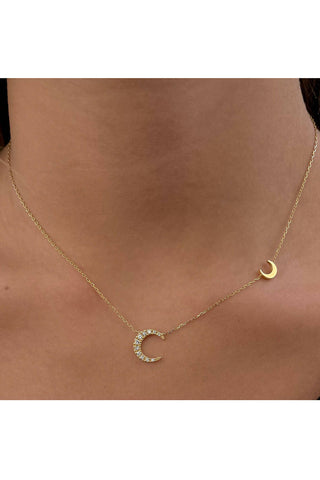 Diamond Moon Necklace - 18 Karat Gold