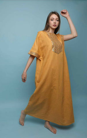 Camel Linen Kaftan T-7C-8