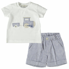 T Shirt & Striped Shorts Set